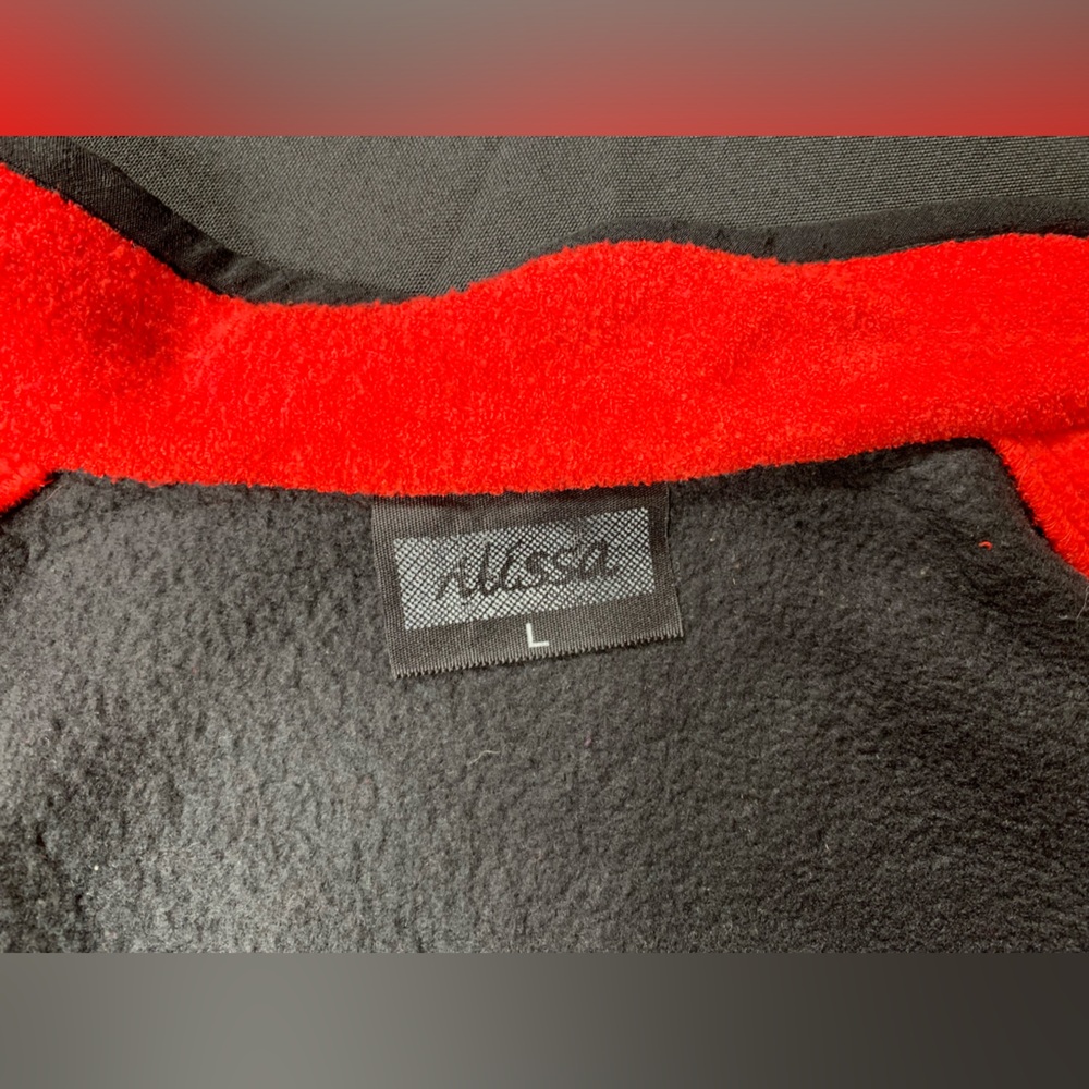 Allissa Wool-Fleece Womens Red Black Jacket Asymmetrical Size L Like New Art! - Picture 4 of 7